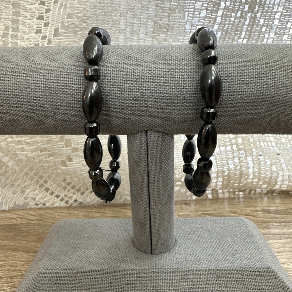 2 Sets‎ of Hematite Magnetic Bracelets Stone New Age Grounding Fashion Jewelry